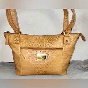 063-Mark Fisher Tan Crocodile Embossed Vegan Leather Shoulder Bag